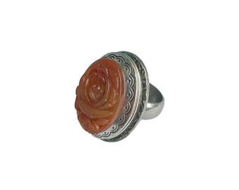 Victorian Rose Locket Ring: Sterling Silver Plated, Handcrafted USA