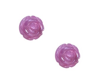 Round Rose Stud Earrings: Hypoallergenic Rhodium Plated Posts
