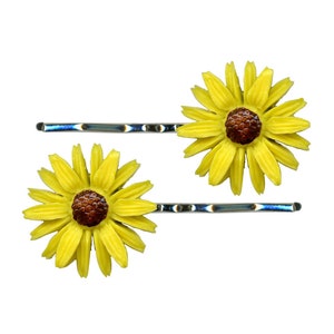 Retro Yellow Daisy Bobby Pins-1960s Style Bobby Pins-Retro Flower Hair Pins