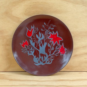 Abstract Floral Design on Enamel Dish by James Weaver