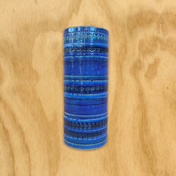 Large Bitossi Rimini Blu Vase by Crate Barrel, Designed by Aldo Londi, Made in Italy