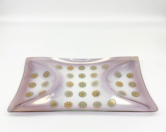 Dorothy Thorpe Glama Glass, Glass and Gold Serving Tray
