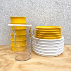 Dansk Plastic Yellow Measuring Cups Pitcher Bowl Shaker Gunnar