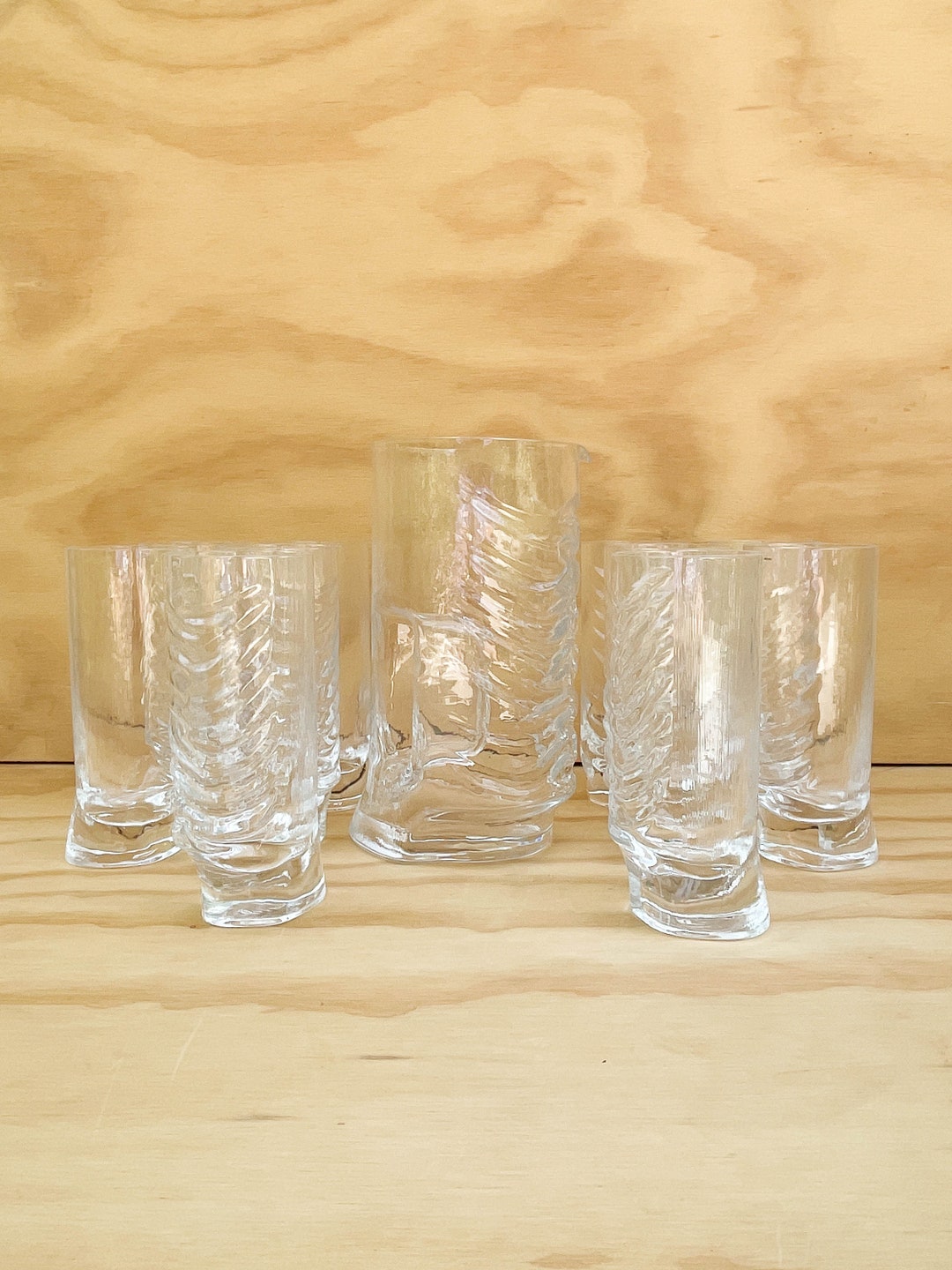 10 Aztec Glass Cups and Pitcher by Fabio Frontini for Arnolfo Di Cambio ...