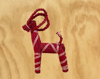 Cabra de paja roja grande para Navidad o Yule - Julebuk