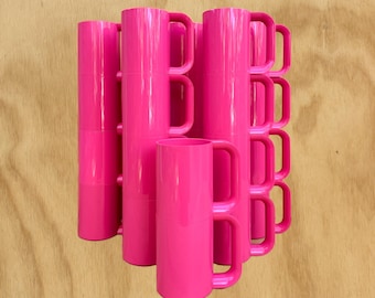 Tazas rosas Heller Max de Massimo Vignelli, juego de 5 o 6 tazas.
