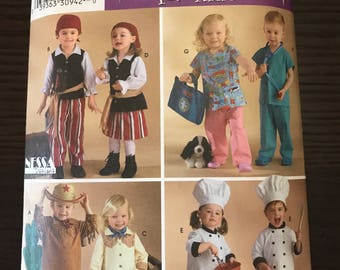 halloween costumes toddler boys girls simplicity 3650 pirates chefs doctors cowboy cowgirl diy sewing patterns