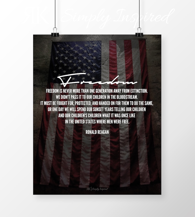 freedom quote by ronald reagan quote poster printable wall etsy