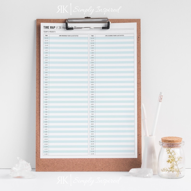 Time Map Daily Planner Printable Download 24 Hour Planner Etsy