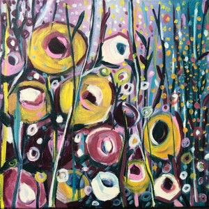 Floral painting &quot;Wildflowers&quot; acrylic on canvas, abstract floral decor, modern wildflower painting, abstract flower painting, abstract art
