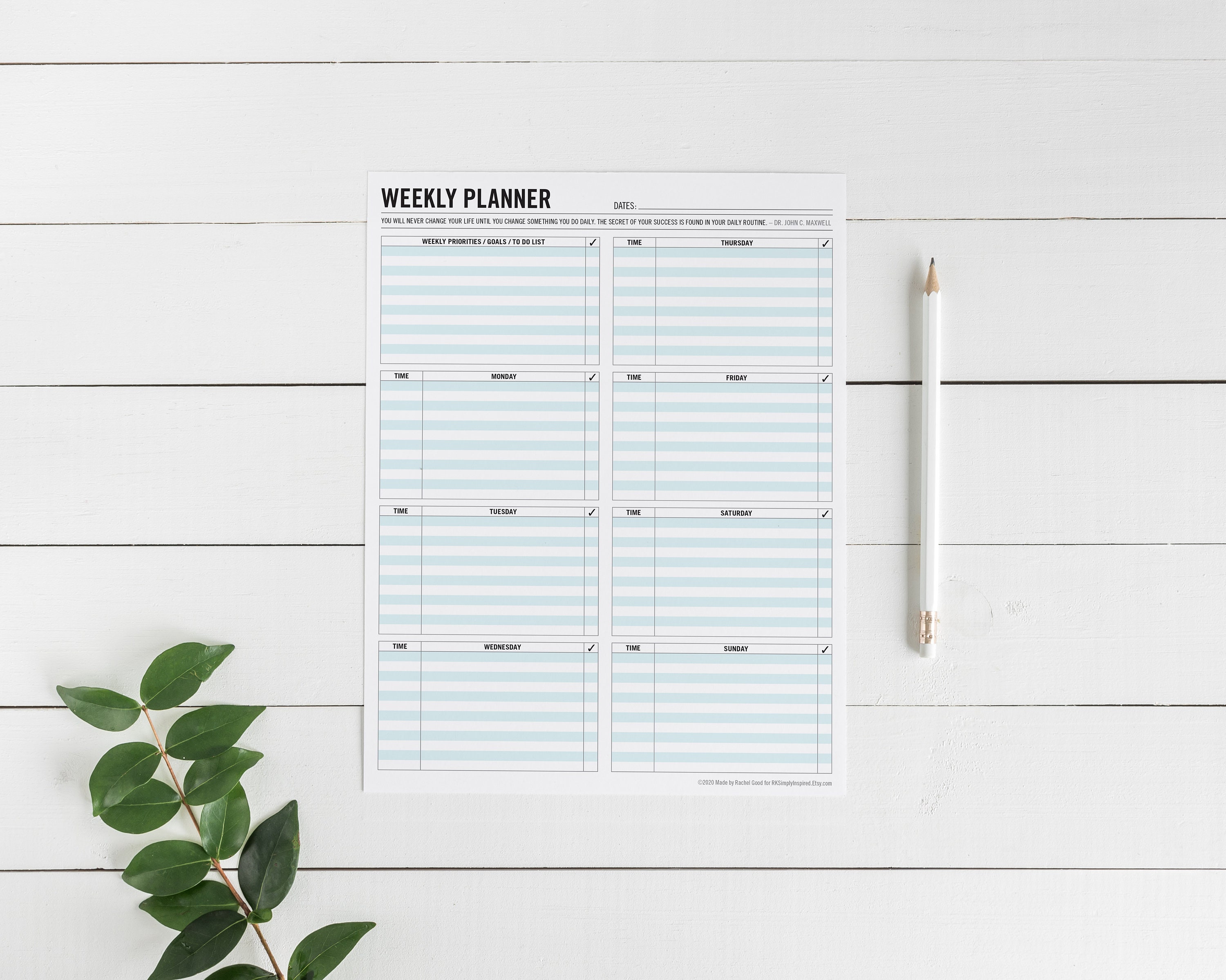 Weekly Planner Printable Download 7 Day Planner Productivity Planner to ...