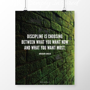 Stampa con citazione per il download digitale &quot;La disciplina è scegliere...&quot; Poster con citazione di Abraham Lincoln stampabile Wall Art Office Decor stampabile