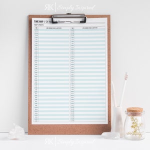 Time Map Daily Planner druckbarer Download 24 Stunden Planer Produktivität Planner To Do Liste Zeitplan Routine Initiative tracker Agenda 2023