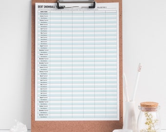 Debt Snowball Tracker printable download PDF, budgeting tool finance planner debt tracker, Dave Ramsey method debt-free instant download