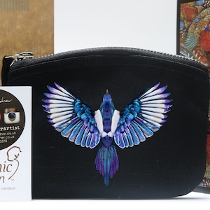 NOVA bolsa de qualidade premium orgânica pega pica pica bolsa, pássaro, bolsa totem, animal, bolsa da sorte bolsa espírito passaporte carteira