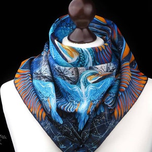 Kingfisher Scarf, sarong, kingfisher spirit, mother and baby, wing scarf, animal scarf, shaman scarf, mothers day gift, daughter gift
