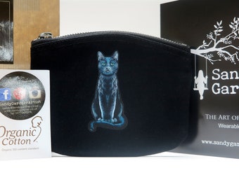 NEW Premium Quality Black Cat purse bag, familiar, Maneki neko, lucky pouch, bag, organic cotton, medicine