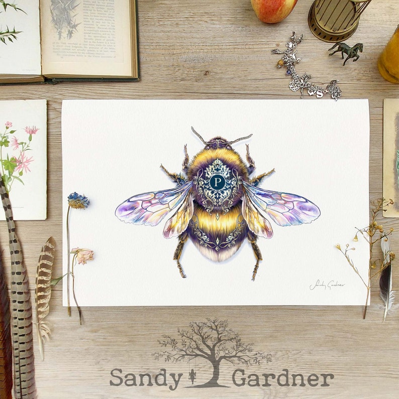 Personalised Queen Bumble Bee Artwork Print, Sandy Gardner, image 1