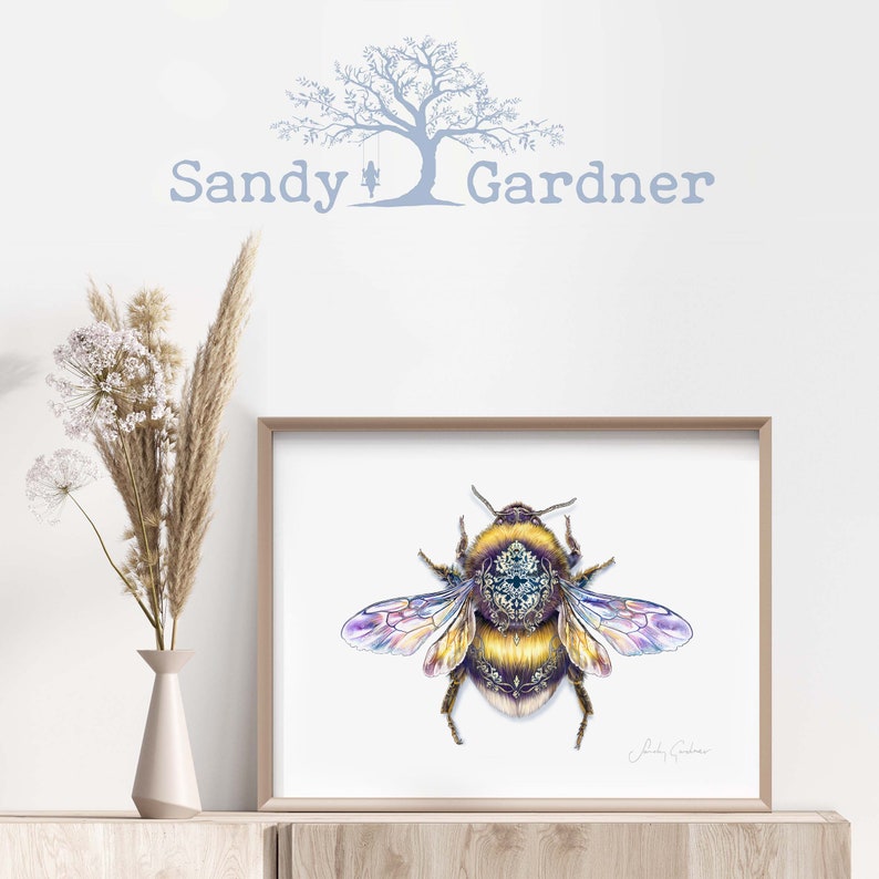 Personalised Queen Bumble Bee Artwork Print, Sandy Gardner, image 3