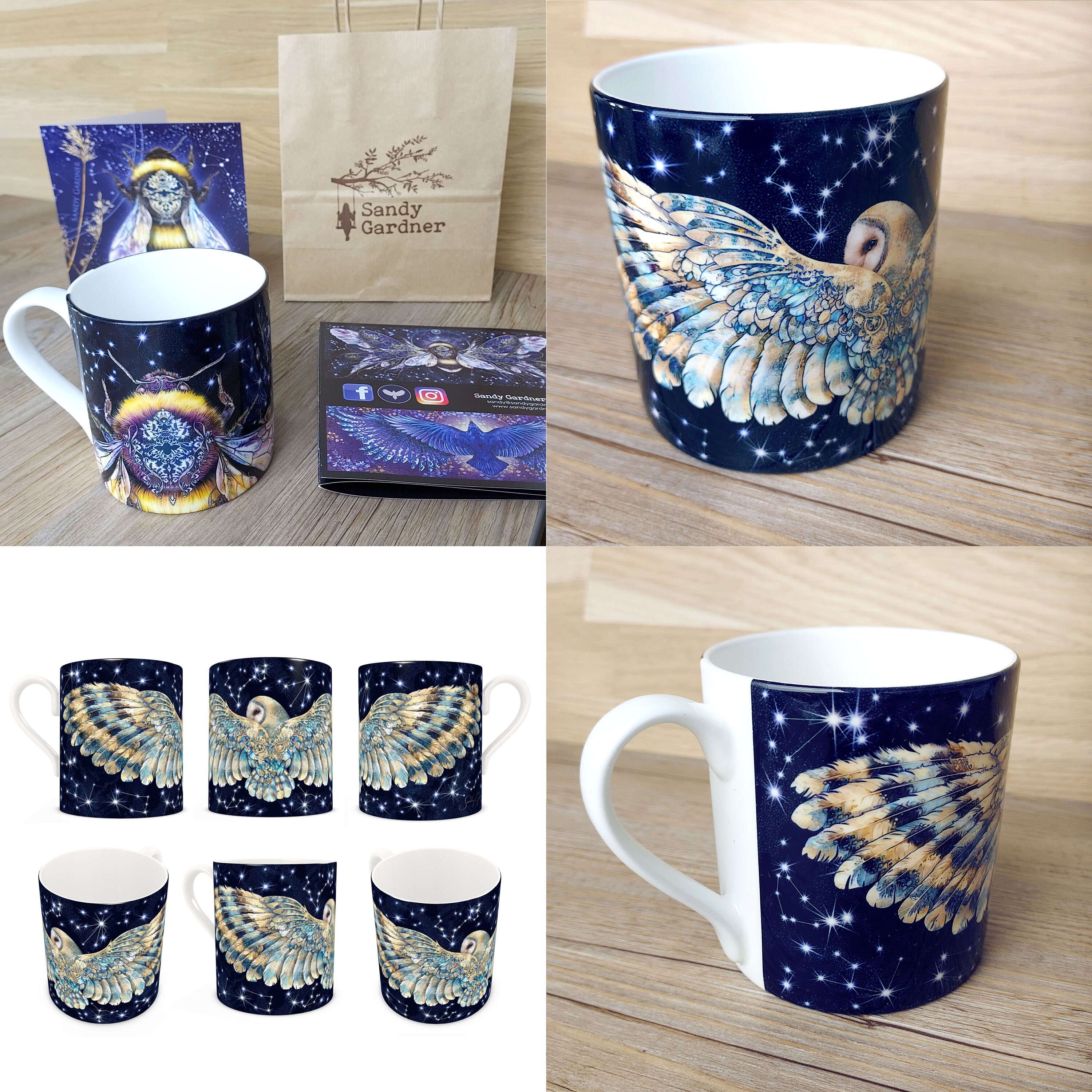 NEW Bone China Mug Gift Set Barn Owl Queen Bumble Bee Mute Etsy