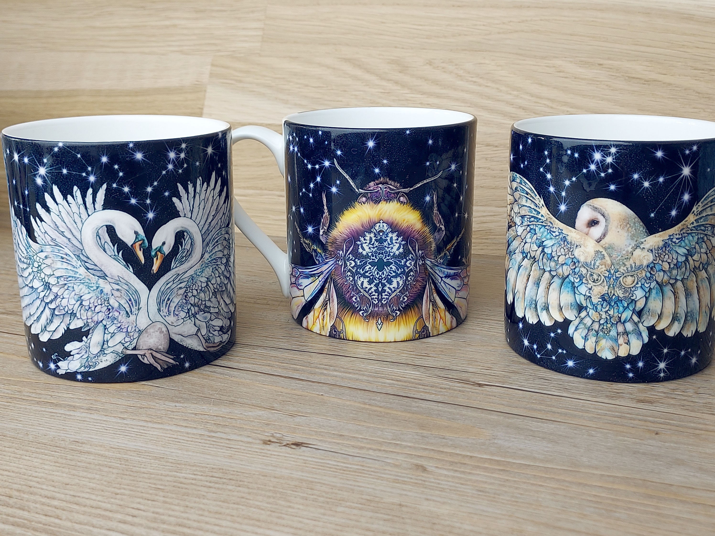 NEW Bone China Mug Gift Set Barn Owl Queen Bumble Bee Mute Etsy