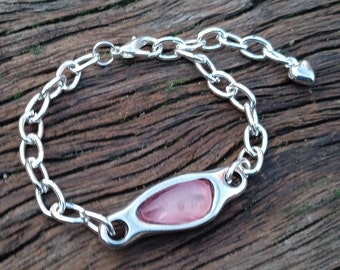 Women bracelet, Pink stone bracelet, boho bracelet , chain bracelet, silver plated bracelet, adjustable bracelet , uno de 50 style