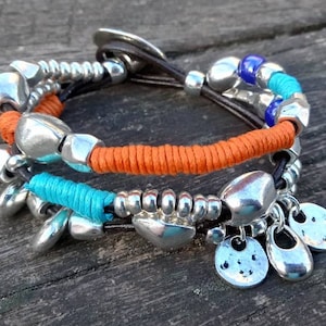 Bijoux pour femme, bracelet orange, bracelet bohème, bracelets pour femme, bracelet de style uno de 50