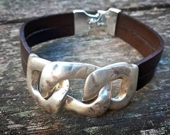 Women jewelry , boho bracelet, links bracelet, men bracelet, man leather bracelet, zamak jewelry, bracelets for women, uno de 50 style