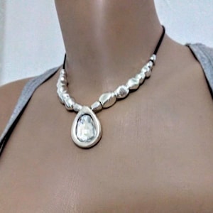 Womens jewelry, crystal necklace, silver necklace, women necklace  for women,  uno de 50 style necklace