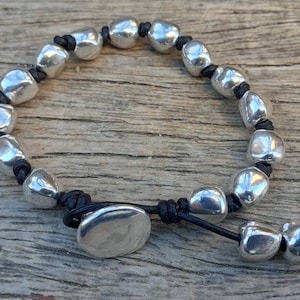 leather woman bracelet , bracelets for women, handmade bracelet, uno de 50 style, boho bracelet, silver bracelet, GIFt for birthday, gift