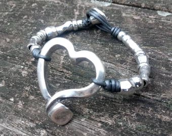 Uno de 50 style, Handmade bracelet, Women jewelry, heart bracelet, boho bracelet, silver bracelet , bracelets for women