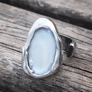 Precioso anillo de plata en forma de gota, regalo para mujer, anillo grueso ajustable estilo uno de 50 de alta calidad, regalo para novia