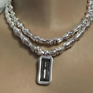 Collana in pelle, gioielli da donna, girocollo in pelle per donna, collana da donna, girocollo con perline, girocollo regolabile, collana in argento