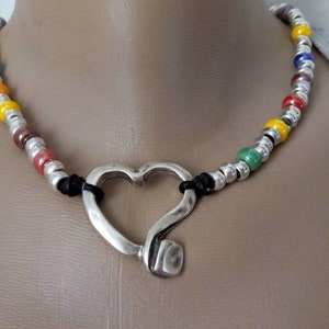 Beaded necklace, women necklace heart necklace  for women, uno de 50 style necklace,leather necklace,gift beaded necklace,colorful necklace