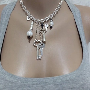 Womens jewelry, minimalist necklace, pearl necklace, zamak necklace, silver necklace, necklaces for woman , boho necklace,  women jewelry