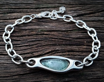 Women bracelet, blue stone bracelet, boho bracelet , chain bracelet, silver plated bracelet, adjustable bracelet , uno de 50 style