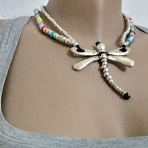 Gioielli da donna, collana in zamak a forma di farfalla, collana in pelle, collana boho, collana da donna
