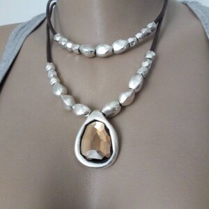 Bijoux pour femmes, collier en cristal, collier pour femme, collier en cuir pour femme, collier de style uno de 50