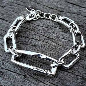 Frauen Armband,Silber Kette Armband,Silber Armband,Geschenk Armband Uno de 50 Stil Armband,Charm Statement Armband,Silber Gliederarmband