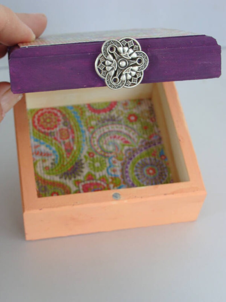 DECORATIVE PAISLEY BOX Decoupage Dresser Jewelry Trinket Box Etsy
