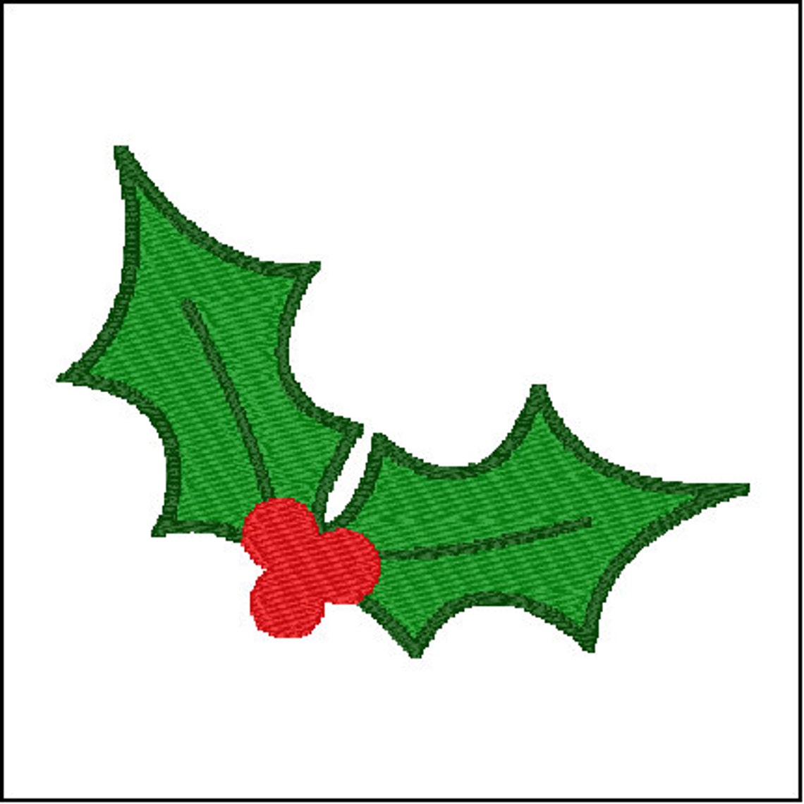 Christmas Holly Leaves Embroidery Pattern Design 3 Sizes Etsy