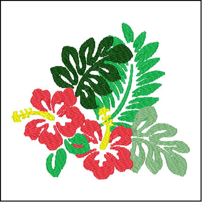 Hawaiian Hibiscus Flower Embroidery Design Etsy