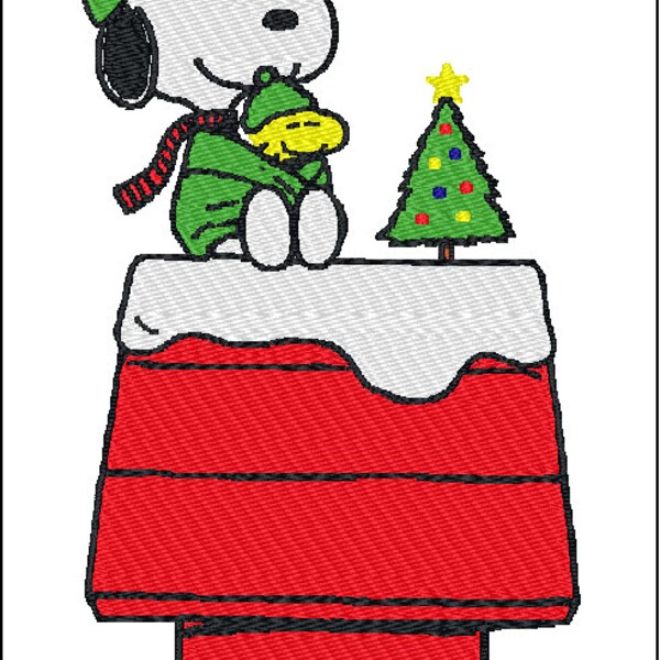 Snoopy Christmas Embroidery Design 2 Sizes