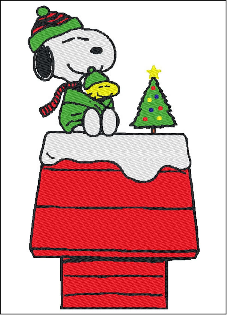 Snoopy Christmas Embroidery Design 2 Sizes | Etsy