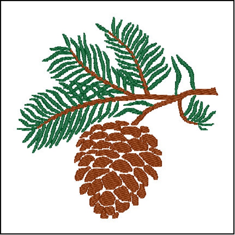 Pinecone Pine Tree Embroidery Design Etsy