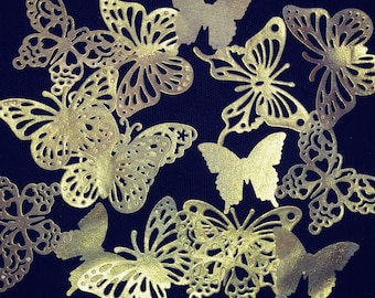 30 Golden Pre-Cut Butterflies – Edible Wafer Paper