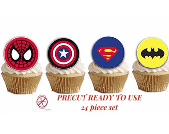Superhero Cupcake Toppers - Pre-Cut and Ready to Use - Made From Wafer Paper