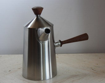 Vintage Old Hall England Stainless Steel & Wood Coffee Warmer/Pourer Designer Robert Welch Mid Century Modern