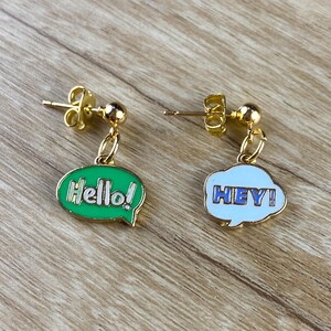 Hello! Hey! Earrings | Dangle Earrings | Speech Bubble Earrings | Reaction Earrings