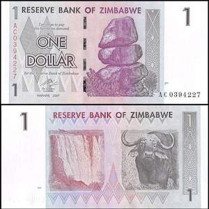 One ZIMBABWE DOLLAR AE 2007 for Collectors Uncirculated